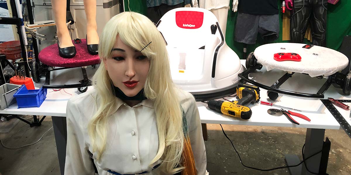 Build Simone the AI Fembot — Part 5: Installing Simone’s Silicone Rubber Mask and Building the Chariot Mobile Pedestal